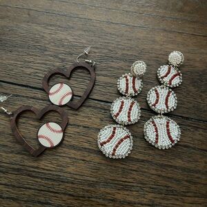 Baseball Themed Earrings Set